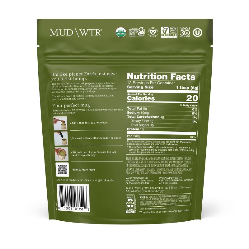 MUD\WTR :rise Matcha Mushroom Coffee Alternative - 12 servings, 2 of 7