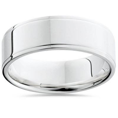 Pompeii3 Flat Step Cut Wedding Band 14K White Gold