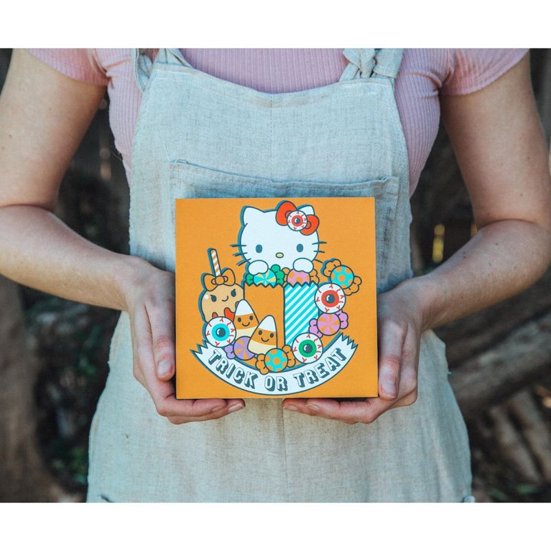 Silver Buffalo Sanrio Hello Kitty "Trick Or Treat" Wooden Box Sign | 6 x 6 Inches, 5 of 8