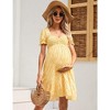 Whizmax Maternity Dress Women's Maternity Dresses A Line Sweetheart Neck Ruffle Flowy Mini Boho Maternity Dress for Wedding Guest - 2 of 4