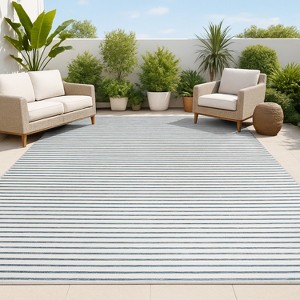JONATHAN Y Damon Classic Coastal Pinstripe Reversible Machine-Washable Indoor/Outdoor Area Rug - 1 of 4