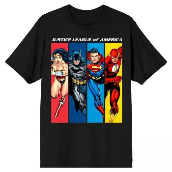 Justice League Wonder Woman, Batman, Superman, Flash Portrait Men's Black  T-shirt : Target