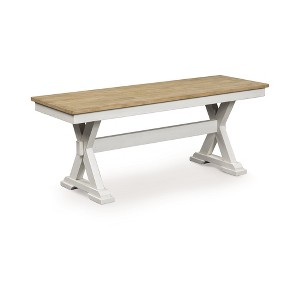 Signature Design by Ashley Westlinport Farmhouse Style Dining Bench, Antique White - 1 of 4