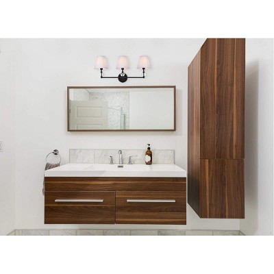 Bethany Dimmable 3-Light Bath Sconce with Black Iron and Crystal Accents