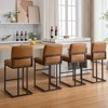 Bar Stools, 24" Seat High Counter Height Leather Barstools with Back and Metal Frame, Upholstered Bar Chair Stools for Kitchen Island - 2 of 4