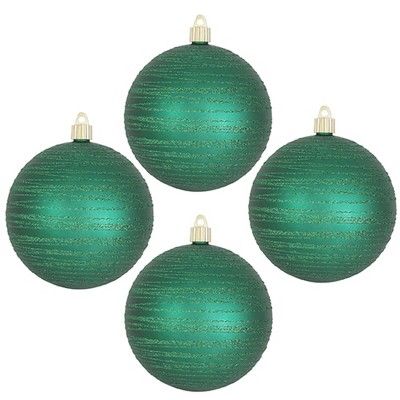 Christmas By Krebs 4 3/4" Shatterproof Christmas Ornaments - Shamrock Green with Emerald Tangles [4 Count]