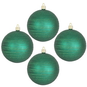 Christmas By Krebs 4 3/4" Shatterproof Christmas Ornaments - Shamrock Green with Emerald Tangles [4 Count] - 1 of 3