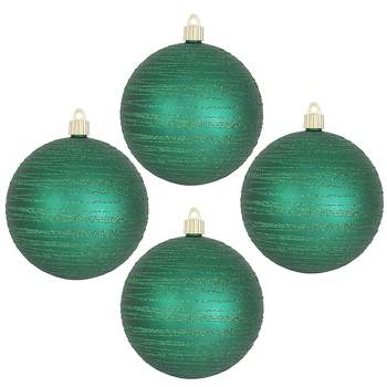 4 Foam Jute Velvet Pine Ball Ornament in Emerald Green by TCT