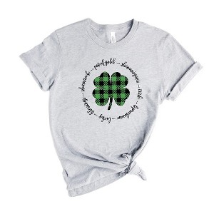 Simply Sage Market Women's  Buffalo Plaid Shamrock Circle Short Sleeve Graphic Tee - 1 of 3