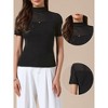 INSPIRE CHIC Women's Summer Mock Turtleneck Short Sleeve Sheer Mesh Basic Tops Shirts - 2 of 4