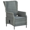 vidaXL Reclining Patio Chair with Cushions Poly Rattan Light Gray - 3 of 4