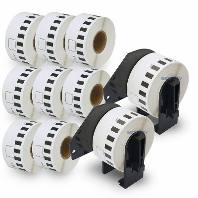 BETCKEY - Compatible Continuous Film Labels Replacement for Brother DK-2211 Use with Brother QL Label Printers 10 Rolls + 2 Reusable Cartridges