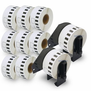 BETCKEY - Compatible Continuous Film Labels Replacement for Brother DK-2211 Use with Brother QL Label Printers 10 Rolls + 2 Reusable Cartridges - 1 of 4