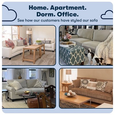 Beige Fabric Rolled Arm Loveseat with Pillow Back