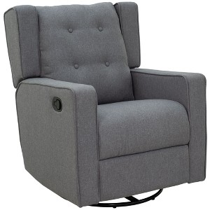 HOMCOM Wingback Recliner Chair Manual Rocking Sofa 360° Swivel Glider with Button Tufted, Padded Seat, Single Home Theater Seating for Living Room - 1 of 4