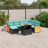 vidaXL 8 Piece Patio Sofa Set with Cushions Poly Rattan - Black - 2 of 4