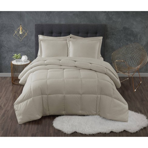 Full/queen 3pc Antimirobial Down Alternative Comforter Set Khaki - Truly  Calm : Target