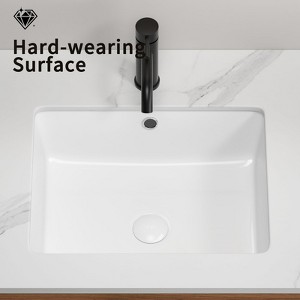Hrinhom 19.7"W Rectangle Undermount Bathroom Sink Under Counter,Modern Porcelain Basin Sink Without Faucet - 1 of 4