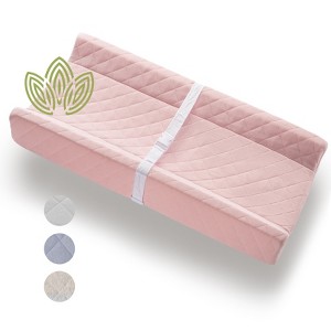 Modera Organic Cotton Contoured Baby Changing Pad w/ Waterproof Foam Mattress, Includes Soft Removable & Washable Cover, Safety Strap, Non-Slip Bottom - 1 of 1