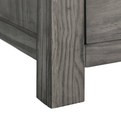 Gray Wood 7-Drawer Dresser with Black Metal Trim