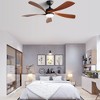 SKRAN 52"Ceiling Fans with Lights and Remote Control, Flush Mount, 5 Blades, Quiet Reversible DC Motor for Living Room, Bedroom, Patios,Black+Brown - 2 of 4