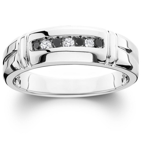 Pompeii3 1/3ct Black & White Diamond Mens Wedding Ring 10K White Gold - image 1 of 2