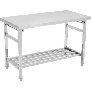 47x24 Stainless Steel Prep Table, Commercial Worktables with Adjustable Undershelf, Heavy Duty Folding Kitchen Island for Restaurant Kitchen Laundry - 1 of 4