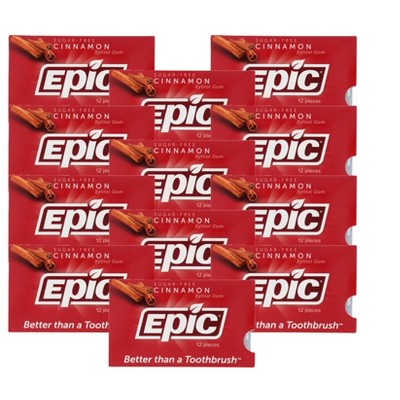 Epic Sugar-Free Cinnamon Xylitol Gum - Case of 12/12 ct