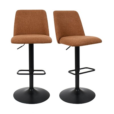 24"-33" Bruno Upholstered Swivel Adjustable Height Barstools (Set of 2) -Maison Boucle