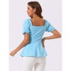 Allegra K Women's Sweetheart Neck Puff Ruffle Sleeve Elegant Peplum Top - 4 of 4
