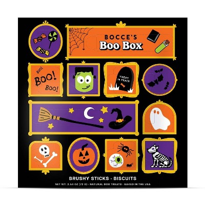 Bocce's Bakery Halloween Boo Box Carob, Banana, Apple, Coconut, Peppermint, Peanut Butter Flavor Dental Hard Crunchy Dog Treats - 2.54oz