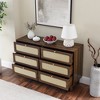 Modern Rattan 6 Drawer Dresser, Storage Cabinet with Metal Handles and Solid Wood Legs - ModernLuxe - 2 of 4