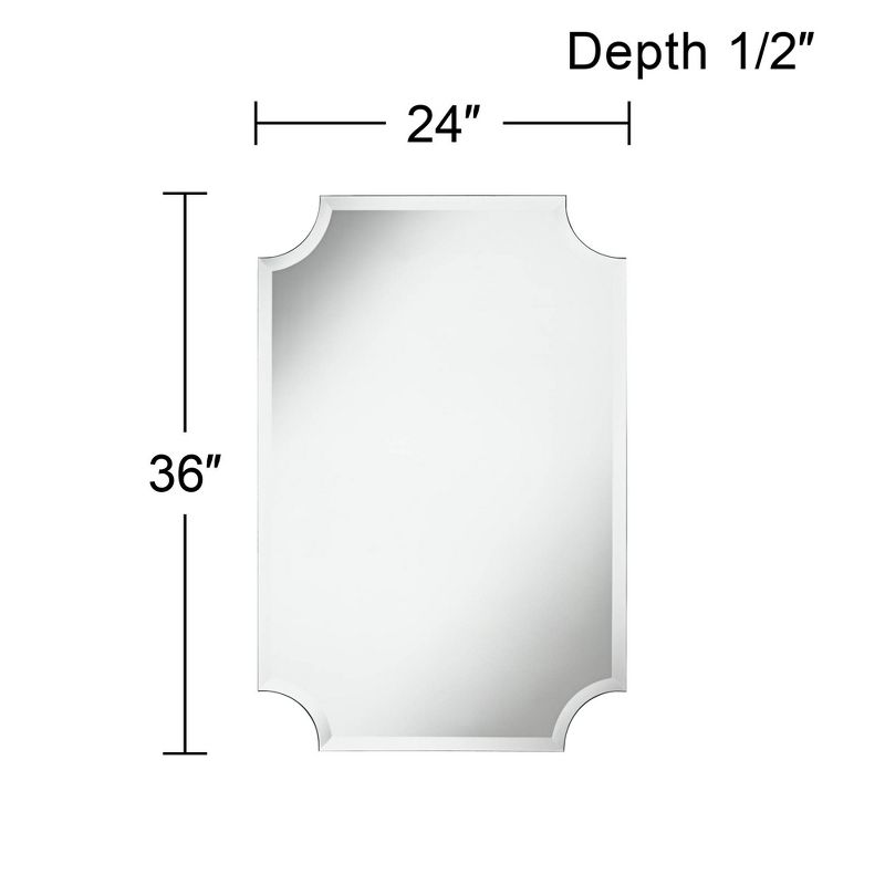 Noble Park Brix Rectangular Cut Corners Vanity Wall Mirror Beveled Edge Frameless 24" Wide for Bathroom Bedroom Living Room Home Office Entryway House, 4 of 10