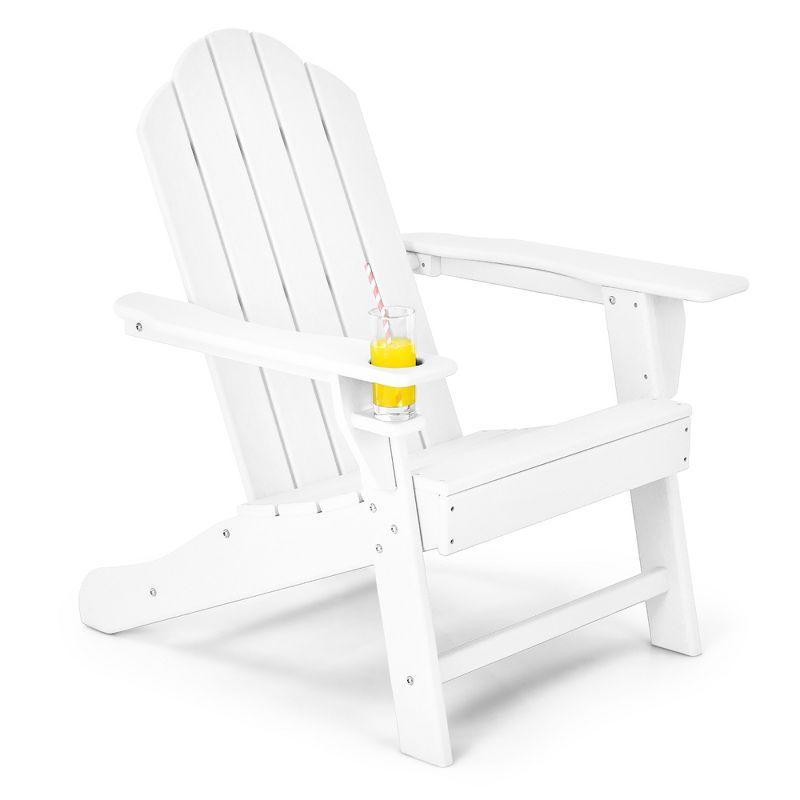 Costway Patio Adirondack Chair Weather Resistant Garden Deck W/Cup Holder White\Black\Grey\Turquoise, 1 of 8
