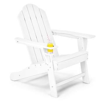 Costway Patio Adirondack Chair Weather Resistant Garden Deck W/Cup Holder White\Black\Grey\Turquoise