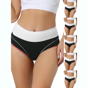 INSPIRE CHIC Women's Soft High Waist Stretch Breathable Tummy Control Cotton Briefs 6 Packs - 1 of 4