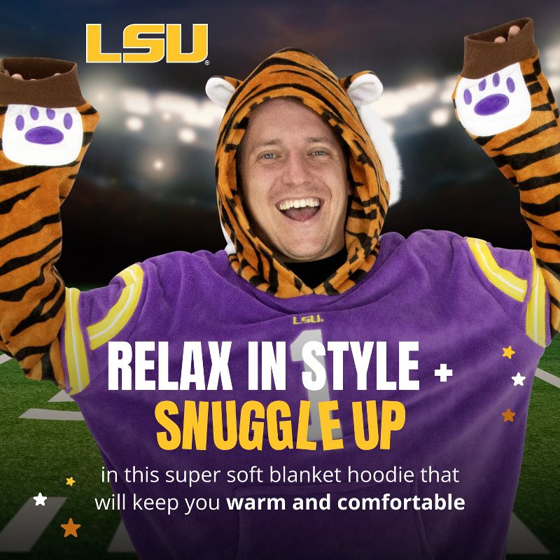 Louisiana State University (LSU) Mike the Tiger Snugible Blanket Hoodie & Pillow, 4 of 10