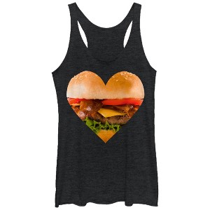 Women's Lost Gods Bacon Cheeseburger Heart Racerback Tank Top - 1 of 3