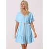 Allegra K Women's Summer Casual V-Neck Lace Short Sleeve Tie Waist Dress - 3 of 4