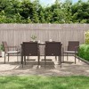 vidaXL Patio Dining Set Table and Chair with Cushions Poly Rattan and Steel - Brown 63" Table Length 6 Chairs - 2 of 4