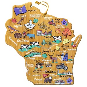 Totally Bamboo Wisconsin Fish Kiss Cutting Board: Lightweight Bamboo, Multicolored, 12"x13", Hand Wash, 1.68 lbs - 1 of 4