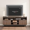 Fluted TV Stand for 70 Inch, Boho Entertainment Center with Sliding Doors, Wood Media Cabinet Furniture with Adjustable Shelves - 4 of 4
