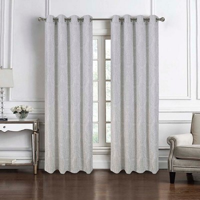 RT Designers Collection Bridgeport Jacquard High Quality Light Filtering Grommet Curtain Panel 54" x 90" Silver