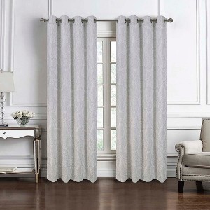 RT Designers Collection Bridgeport Jacquard High Quality Light Filtering Grommet Curtain Panel 54" x 90" Silver - 1 of 4