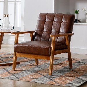 MOONMISS Mid-Century Modern Accent chair，Leisure Chair with Solid Wood Armrest and Feet,for Living Room Bedroom Studio chair - 1 of 4
