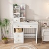 Vanity with Mirror, Belt LED Light, 5-Drawer Dressing Table Makeup vanities, Movable and Hidden Mirror, 3-Color Mode - 2 of 4
