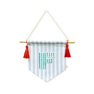 Ramus & Co. 'A B C' Blue Striped Create-Your-Own Banner with Red Tassels and Chenille Letter Patch - 1 of 3