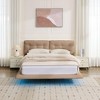 Lyngins Queen Size Upholstered Floating Bed Frame with LED Lights, PU Leather Platform Bed with Button-Tufted Headboard, Durable Wood/Metal Slats, - 2 of 4