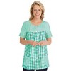 Collections Etc Seersucker Checkered Pattern Snap Front Top with Pockets, Lightweight Short-Sleeve Scoop Neckline Shirt - 2 of 4