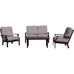 Courtyard Casual Madison 4 pc Loveseat Seating Group  Includes:  One Loveseat, Two Club Chairs and One Coffee Table - 1 of 4